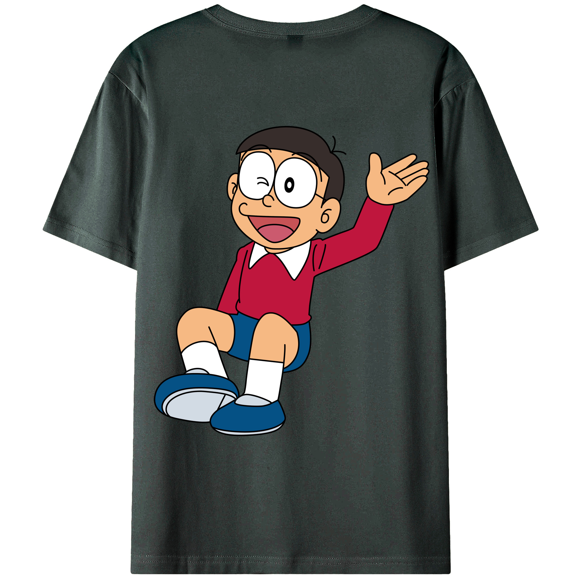 （画像用） ドラえもん 野比 のび太 Doraemon Nobita Nobi 綿100％ メンズ半袖Tシャツ（バックプリント） 通気性